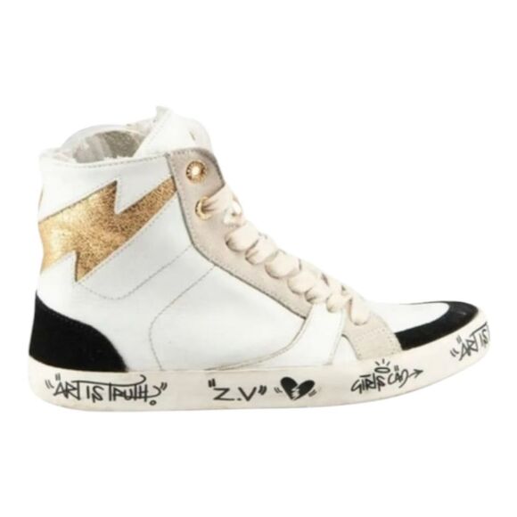 Zadig & Voltaire White Leather Flash High Trainers Size EU 40 - Picture 1 of 16